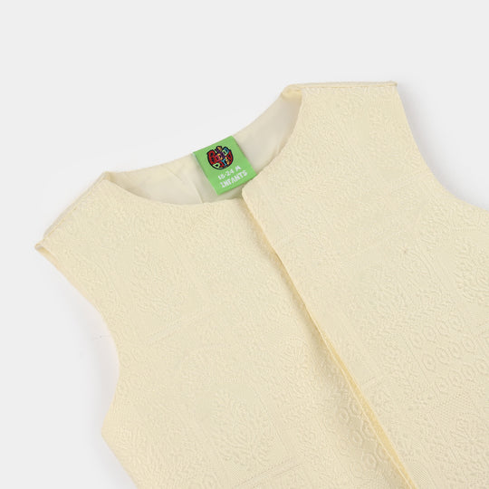 Boys Poly Viscose Waistcoat (After Glow)-Cream