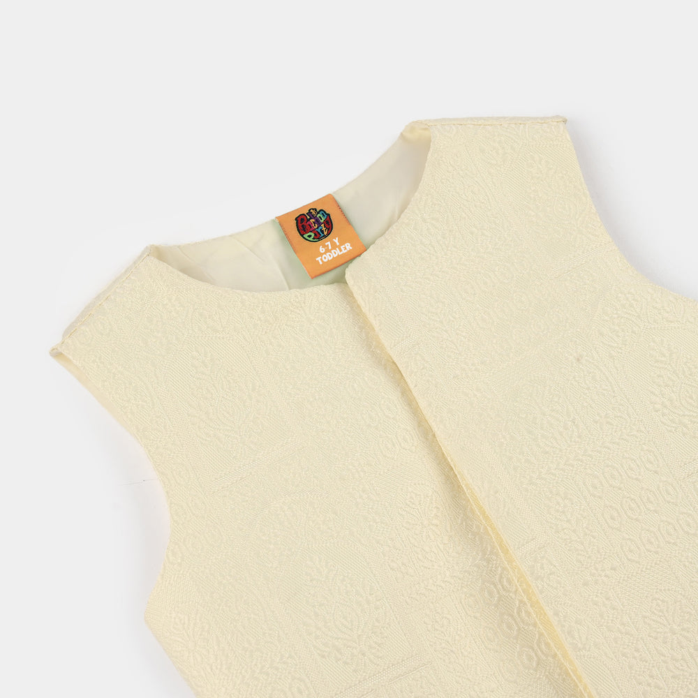 Boys Poly Viscose Waistcoat (After Glow)-Cream
