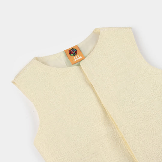 Boys Poly Viscose Waistcoat (After Glow)-Cream