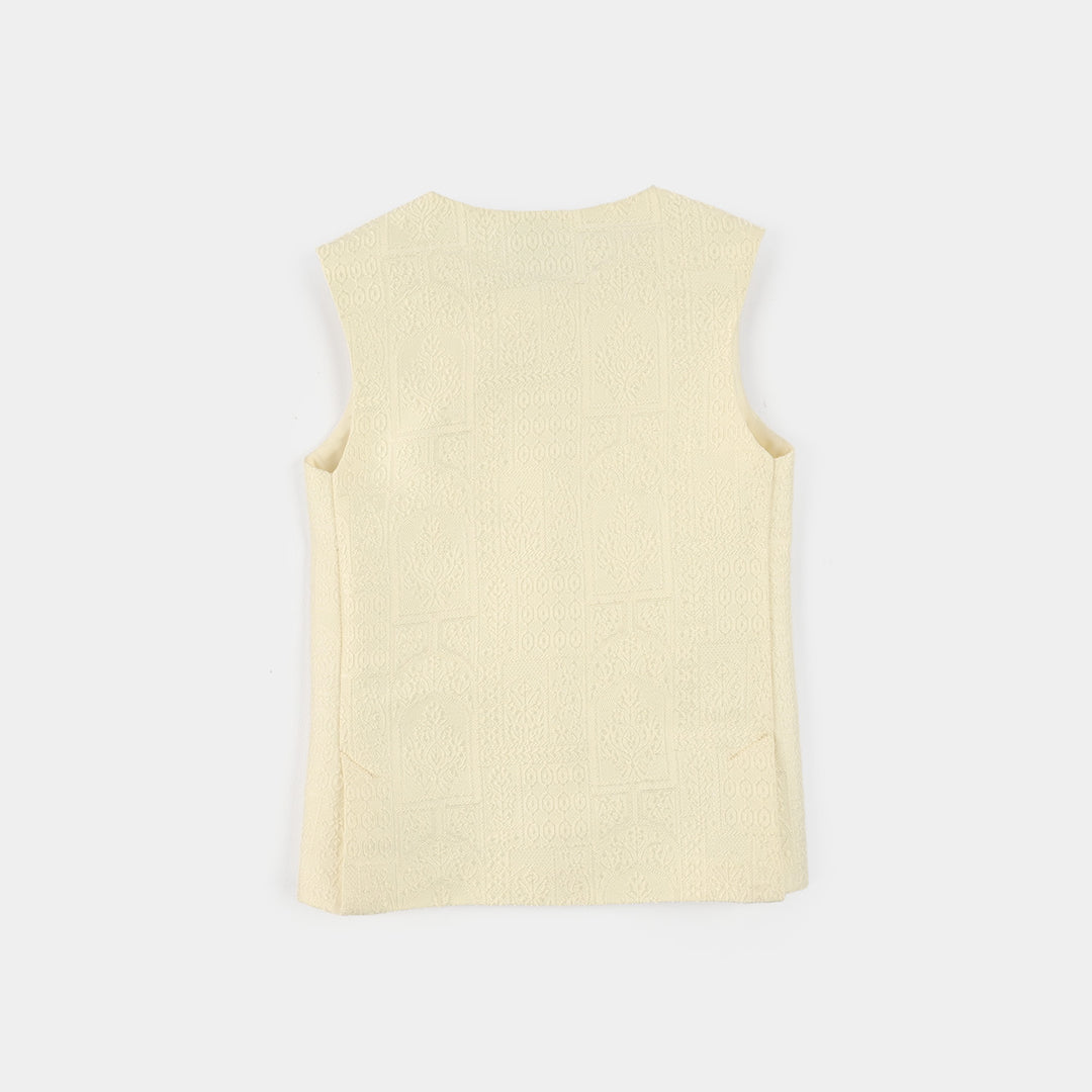 Boys Poly Viscose Waistcoat (After Glow)-Cream