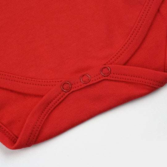 Infant Unisex Cotton Interlock Romper (Milk Club) - Red