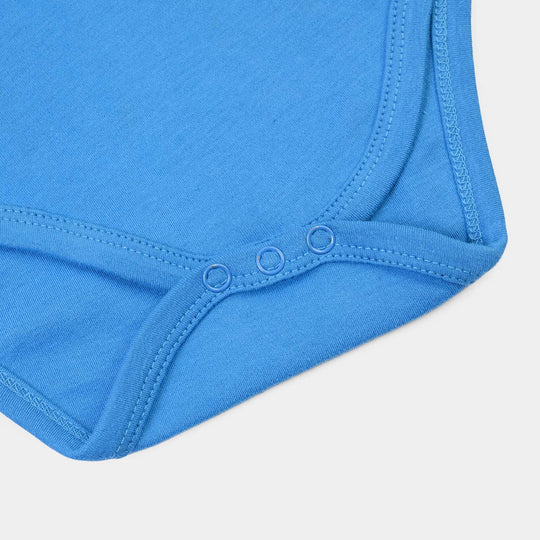Infant Unisex Cotton Interlock Romper BEST BUDDY-Blue