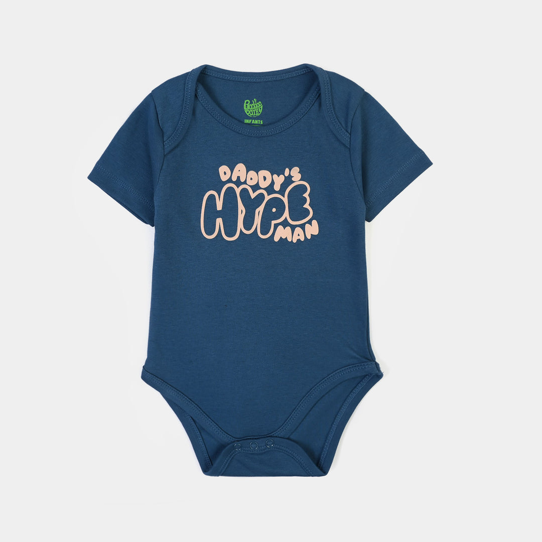 Infant Unisex Cotton Interlock Romper DADY'S HYPE MAN-NAVY