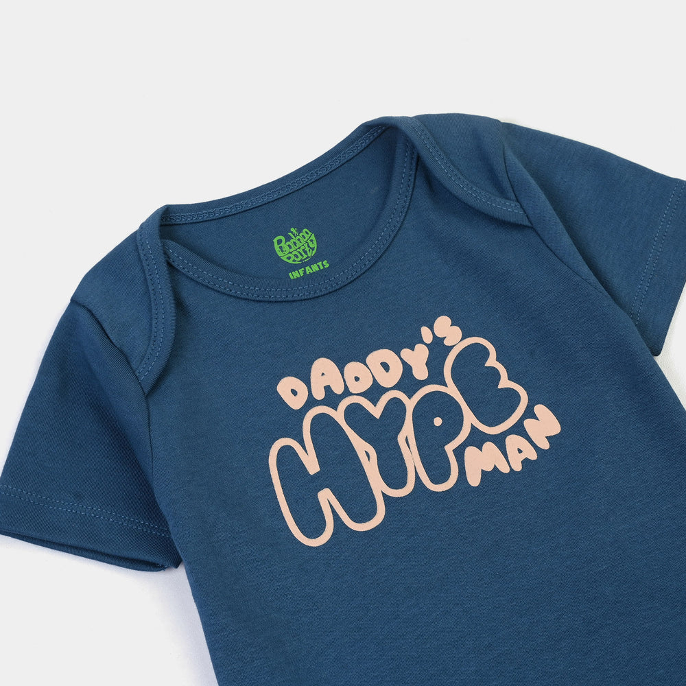 Infant Unisex Cotton Interlock Romper DADY'S HYPE MAN-NAVY