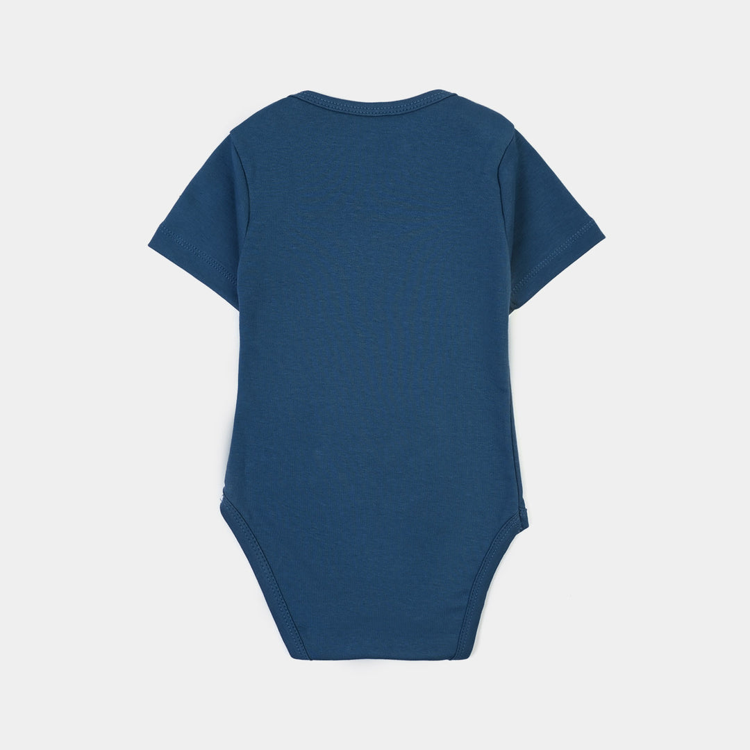 Infant Unisex Cotton Interlock Romper DADY'S HYPE MAN-NAVY
