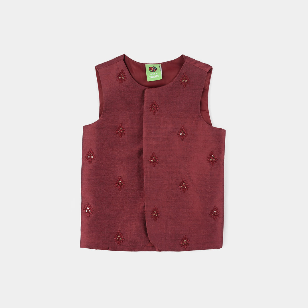 Boys Poly Viscose Waistcoat (Classic)-RED