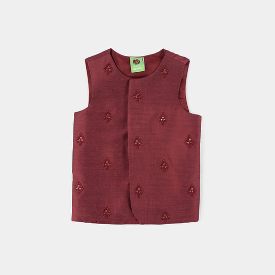 Boys Poly Viscose Waistcoat (Classic)-RED