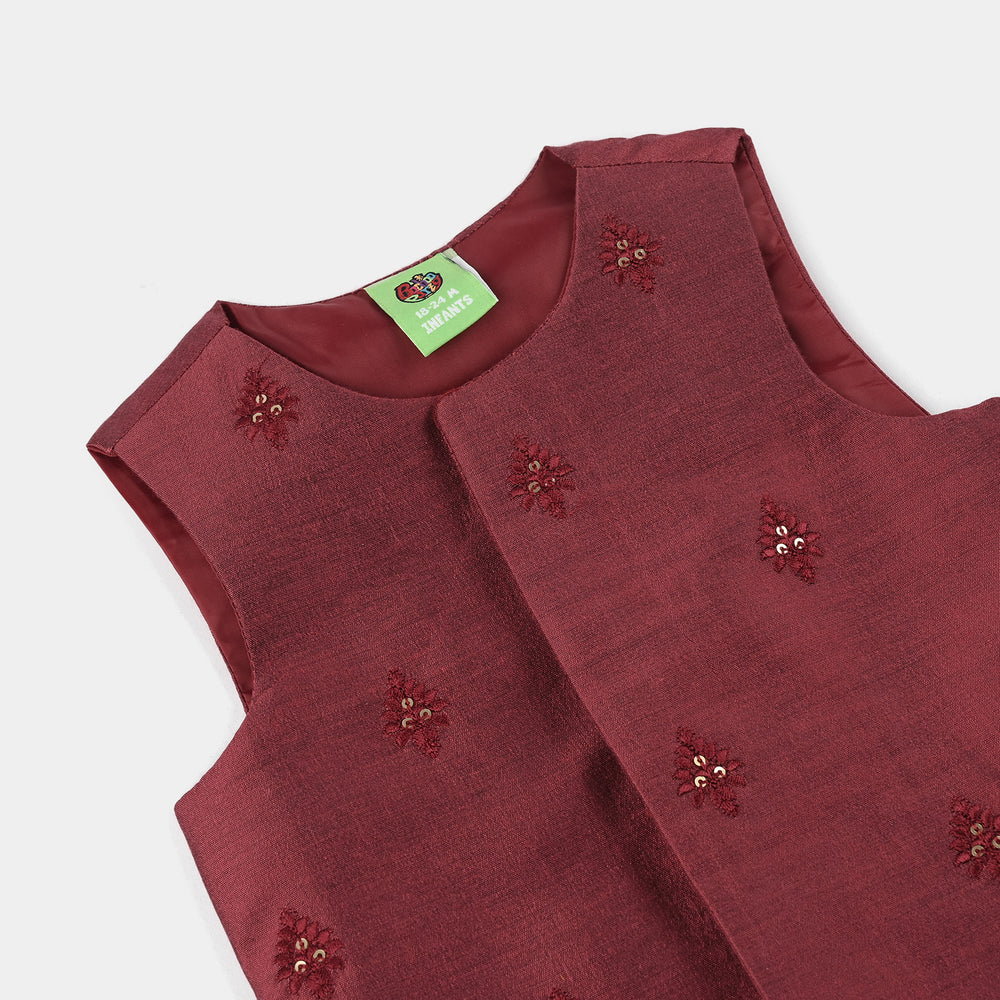 Boys Poly Viscose Waistcoat (Classic)-RED