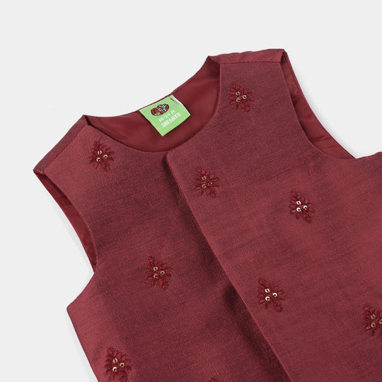 Boys Poly Viscose Waistcoat (Classic)-RED