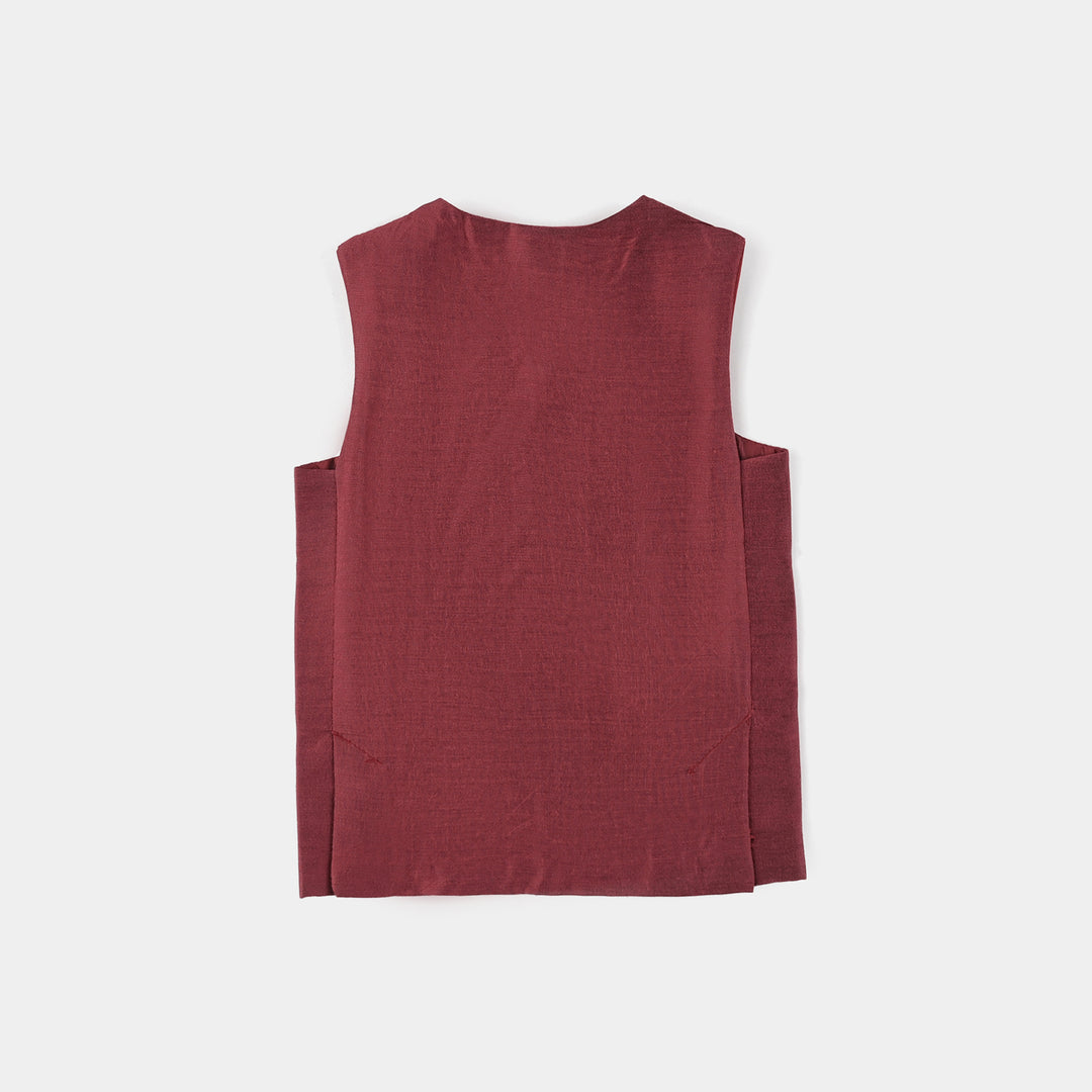 Boys Poly Viscose Waistcoat (Classic)-RED