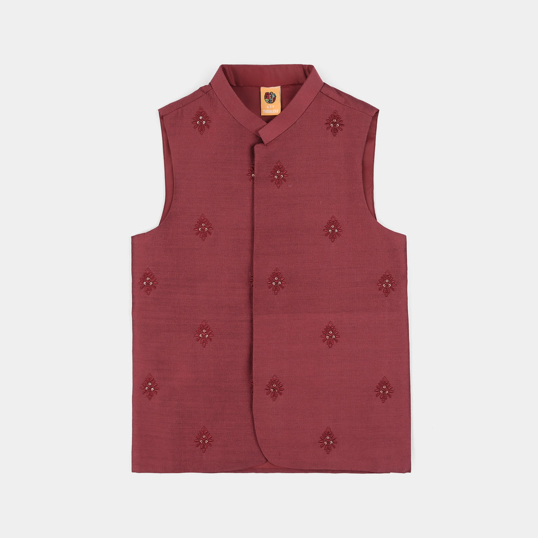 Boys Poly Viscose Waistcoat (Classic)-RED