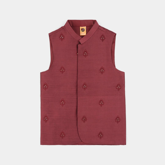 Boys Poly Viscose Waistcoat (Classic)-RED