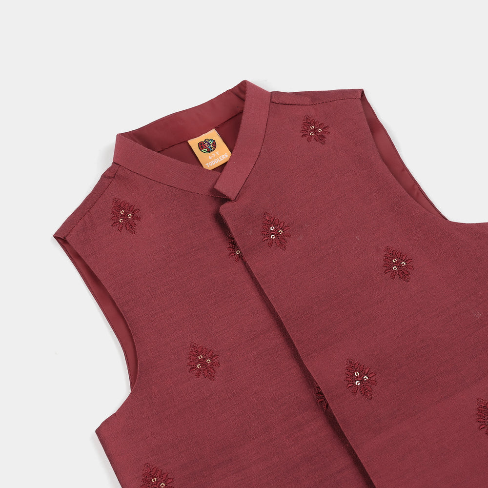 Boys Poly Viscose Waistcoat (Classic)-RED