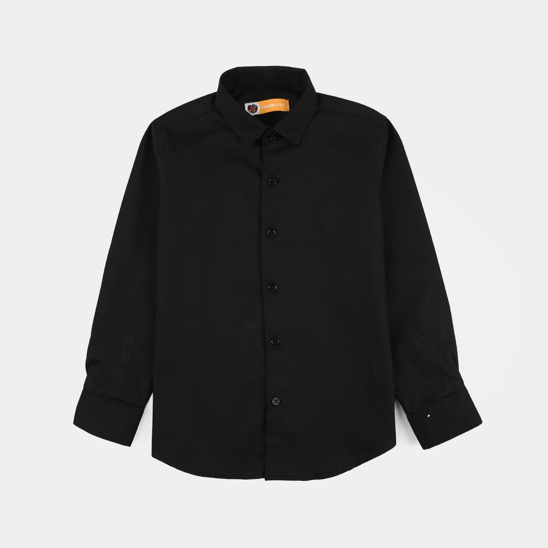 Boys Cotton Poplin Formal Shirt-BLACK