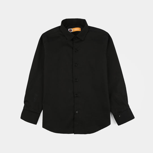 Boys Cotton Poplin Formal Shirt-BLACK