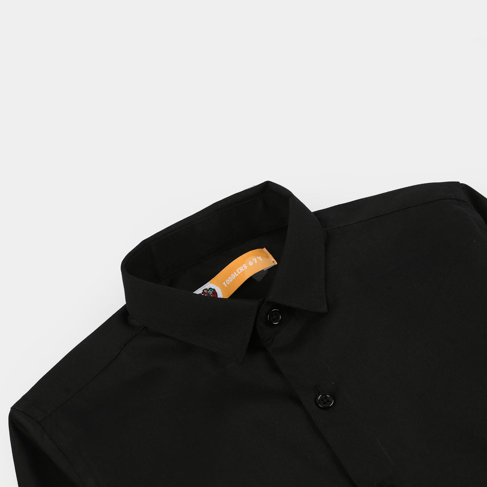 Boys Cotton Poplin Formal Shirt-BLACK
