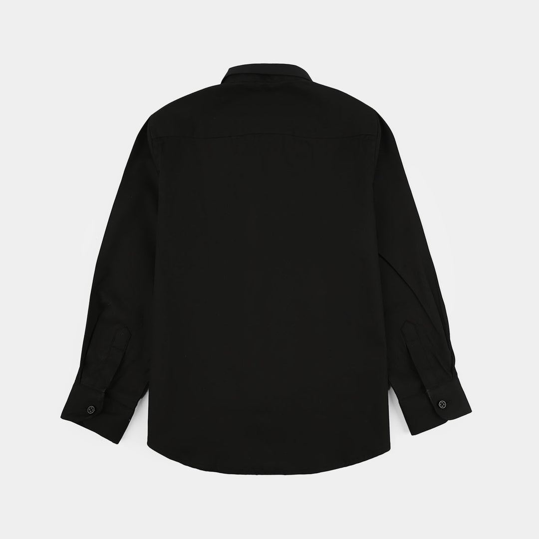 Boys Cotton Poplin Formal Shirt-BLACK