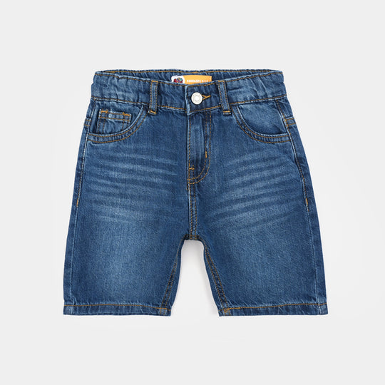Boys Denim Stretch Shorts (Basic) - Mid Blue