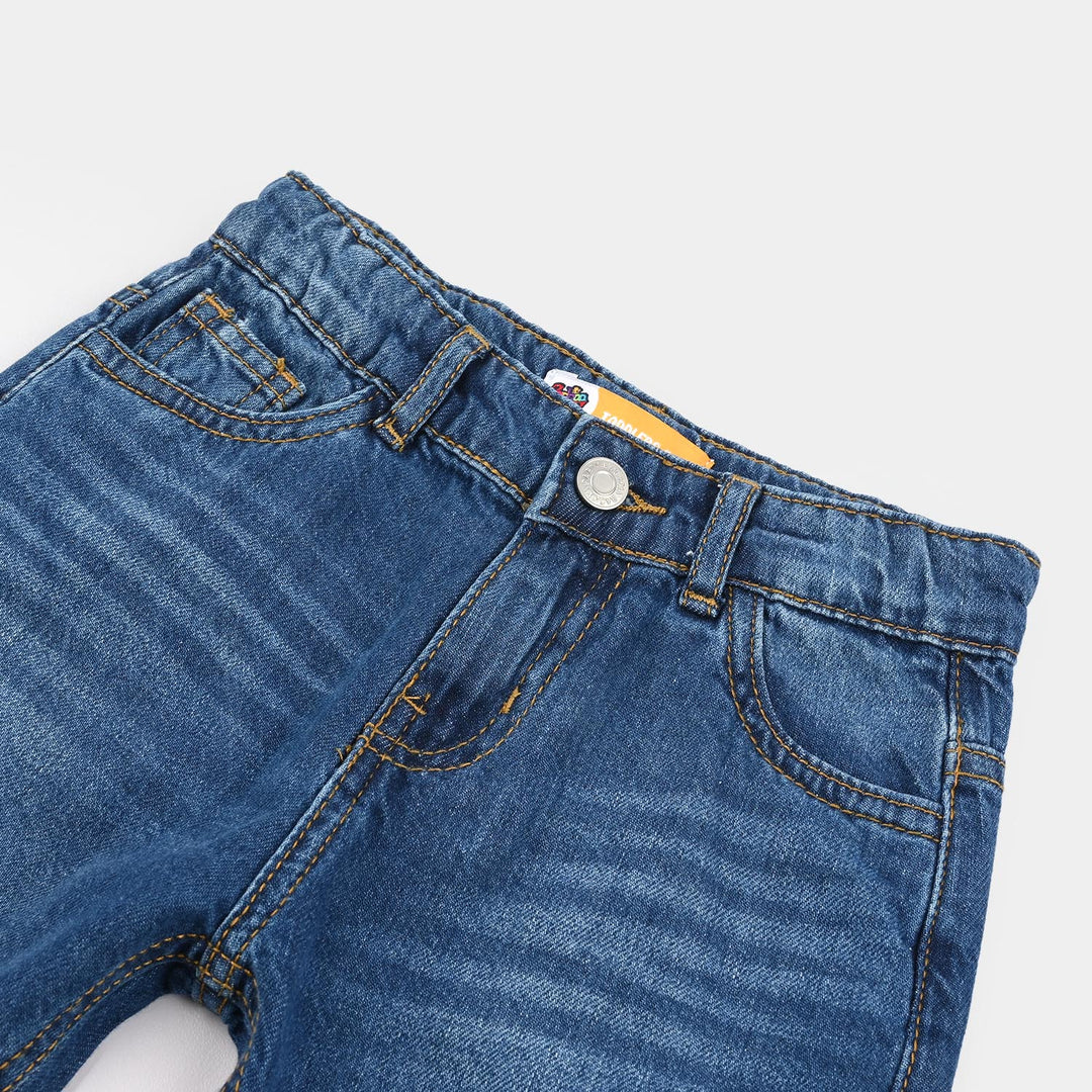 Boys Denim Stretch Shorts (Basic) - Mid Blue