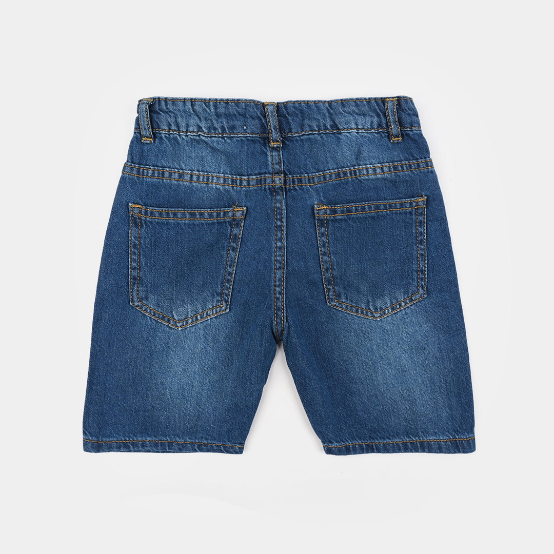 Boys Denim Stretch Shorts (Basic) - Mid Blue