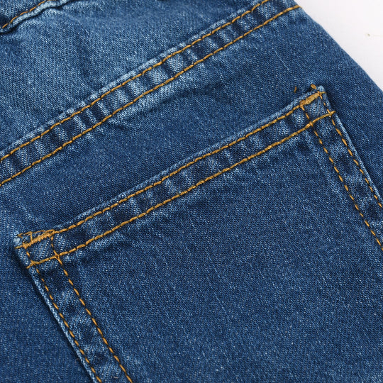 Boys Denim Stretch Shorts (Basic) - Mid Blue