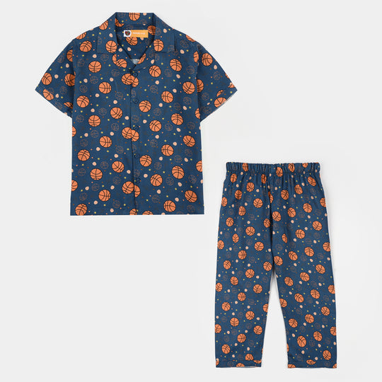 Boys Viscose Nightwear  Basketball -Teal Blue