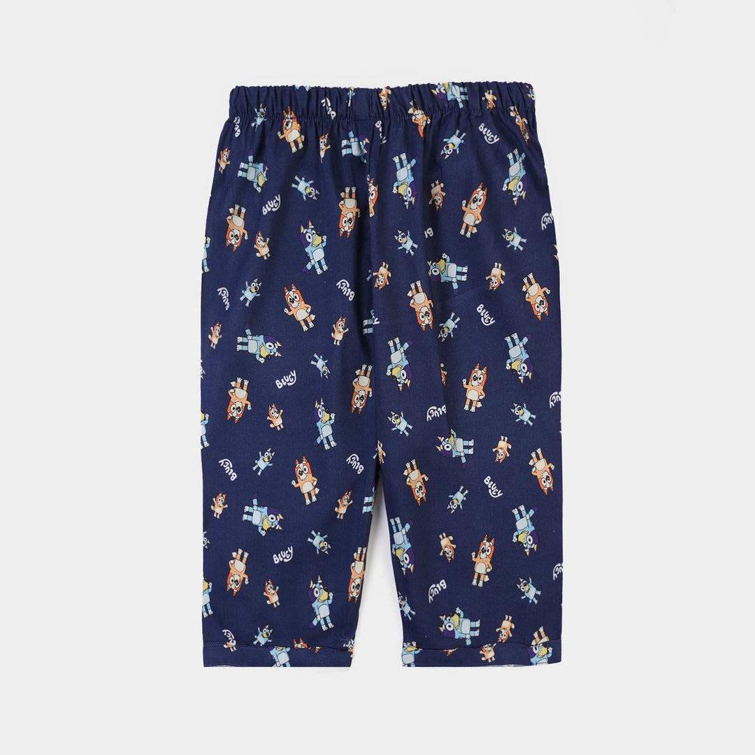 Infant Boys Viscose Nightwear Puppy Print Shirt & Trouser Set – Navy Blue