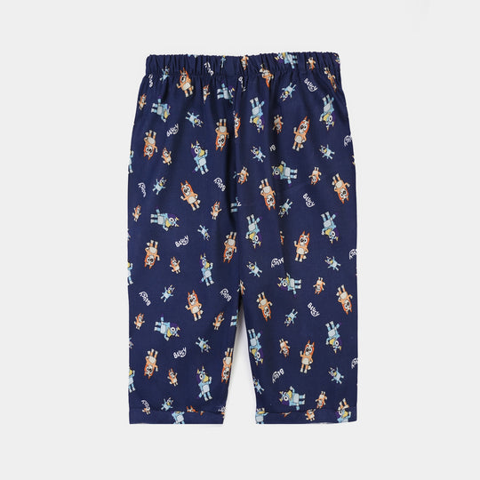 Infant Boys Viscose Nightwear Puppy Print Shirt & Trouser Set – Navy Blue