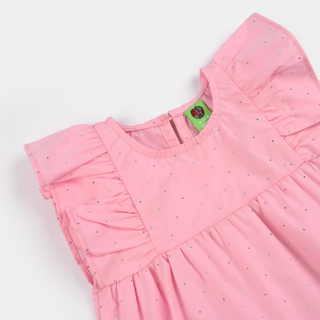 Infant Girls Cotton Casual Top Silver Studs-PINK
