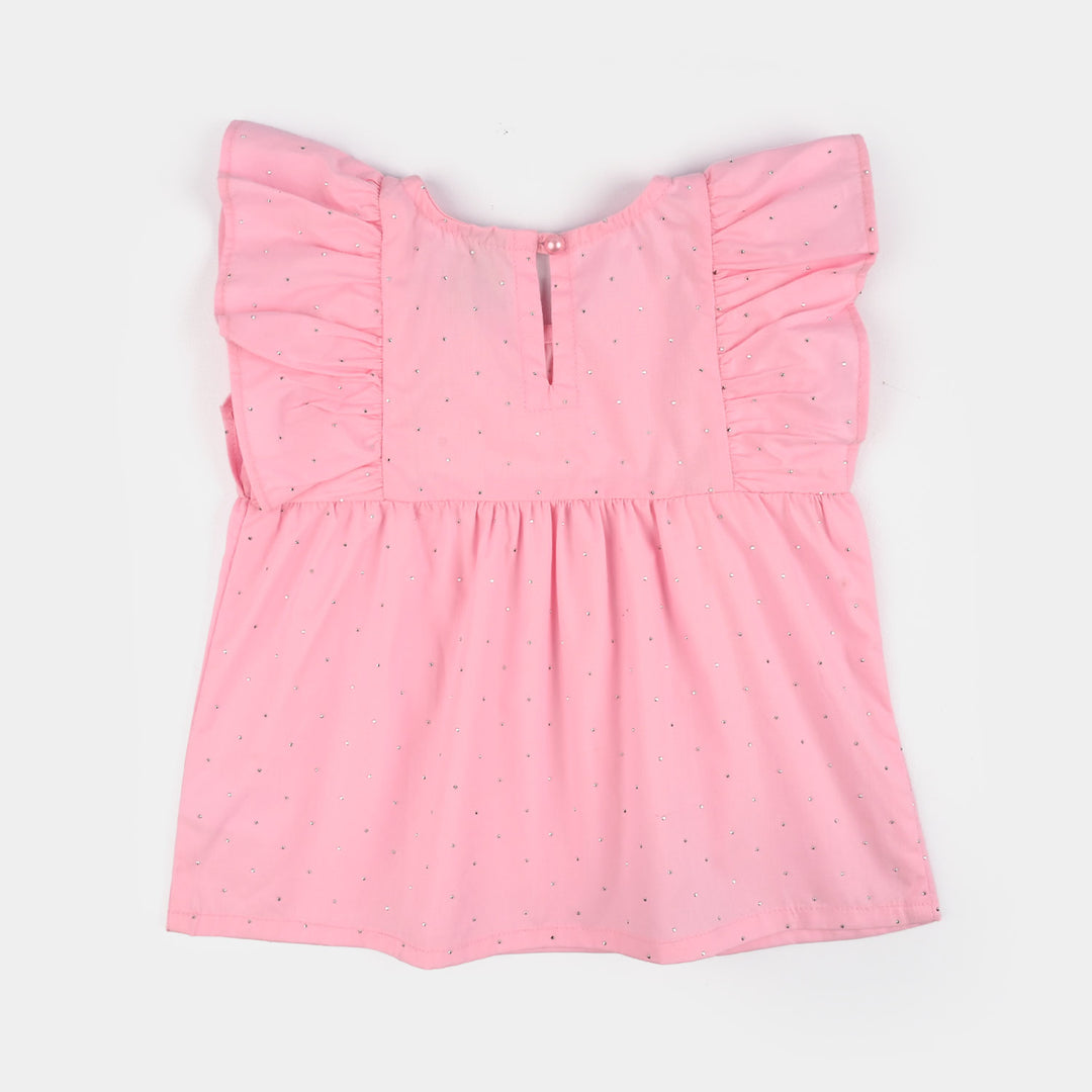 Infant Girls Cotton Casual Top Silver Studs-PINK