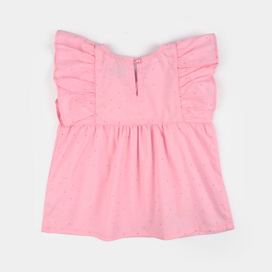 Infant Girls Cotton Casual Top Silver Studs-PINK
