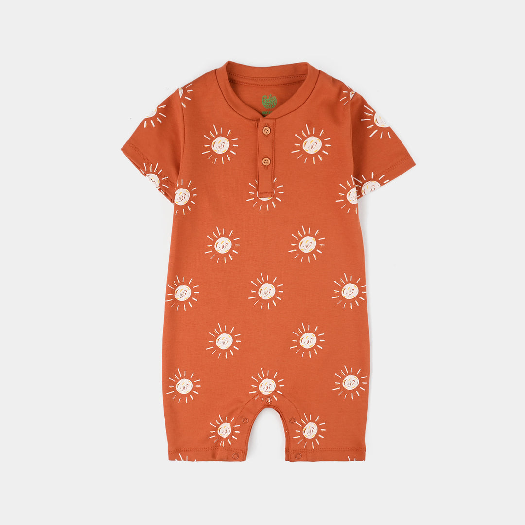 Infant Boys Cotton Interlock Romper LITTLE SUN-Rust
