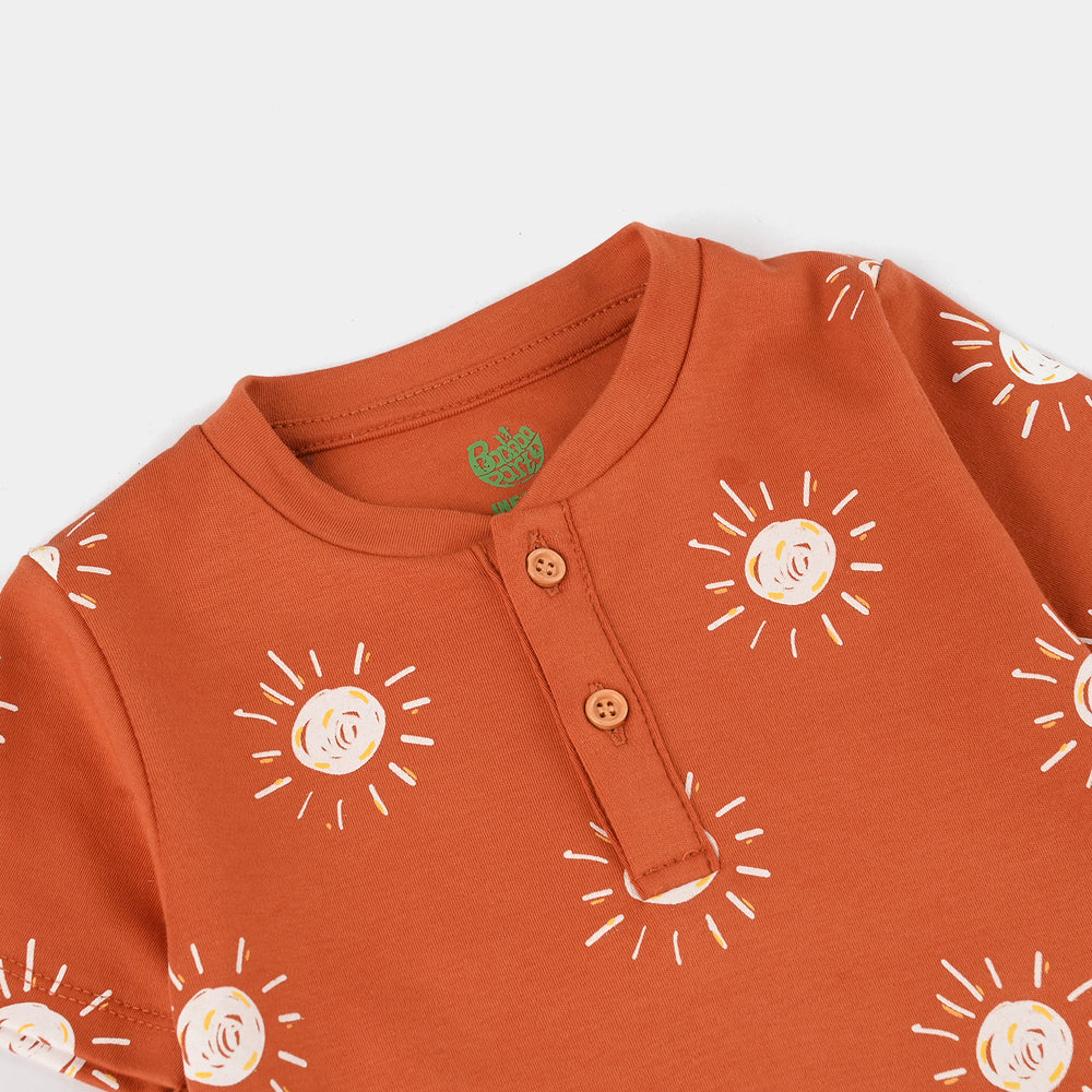 Infant Boys Cotton Interlock Romper LITTLE SUN-Rust