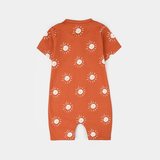 Infant Boys Cotton Interlock Romper LITTLE SUN-Rust