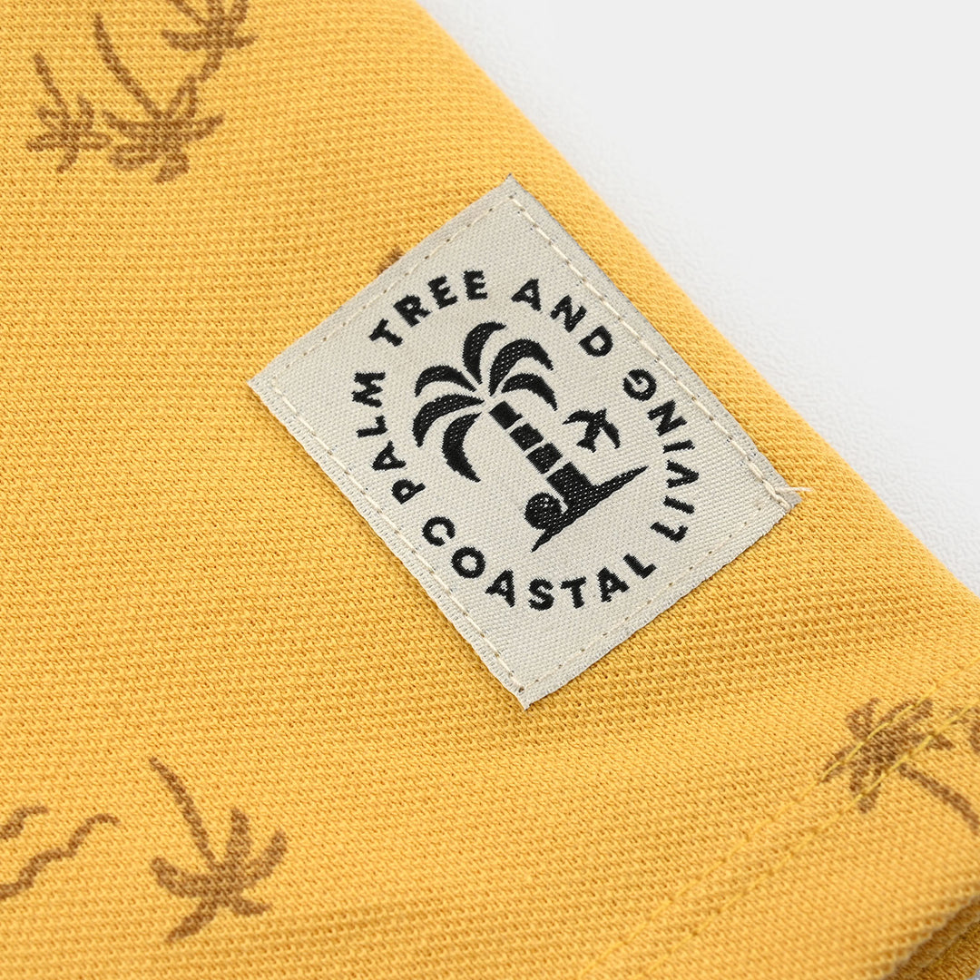 Boys Cotton PK Polo Palm Tree & Coastal-Ochre