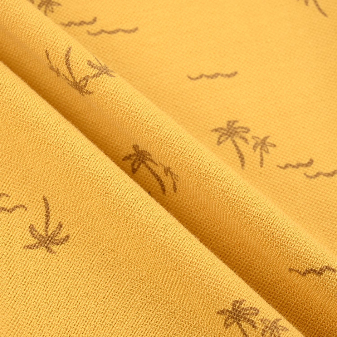 Boys Cotton PK Polo Palm Tree & Coastal-Ochre