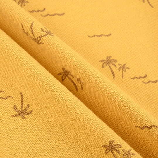 Boys Cotton PK Polo Palm Tree & Coastal-Ochre