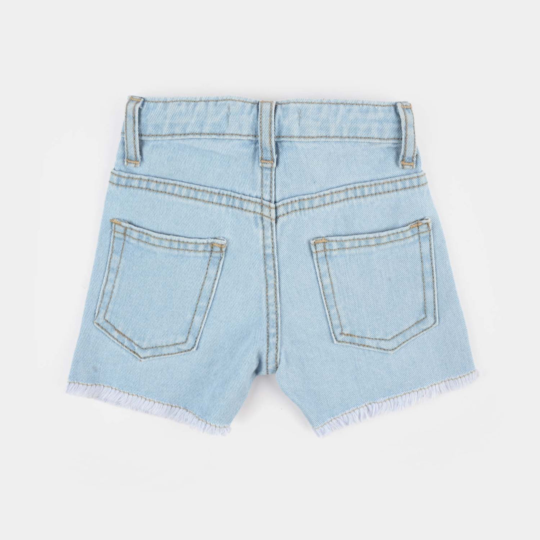 Infant Girls Denim rigid Short Floral EMB-Ice.Blue