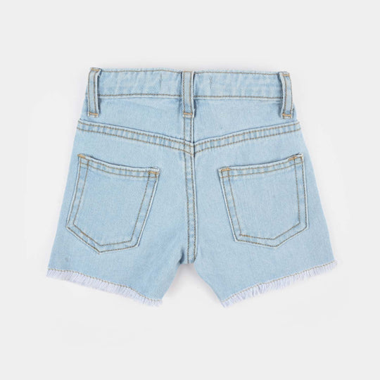 Infant Girls Denim rigid Short Floral EMB-Ice.Blue