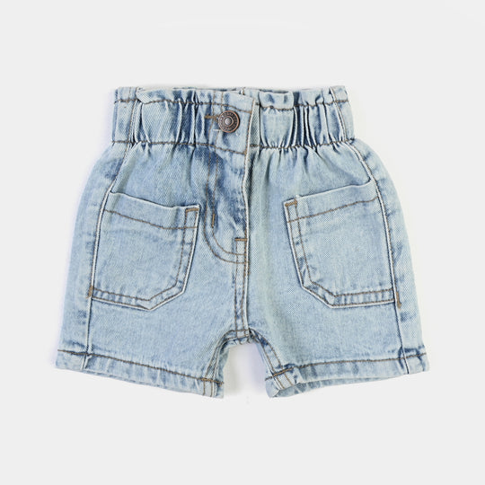 Infant Girls Denim rigid Short Paper Bag- Ice Blue