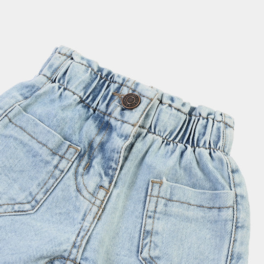 Infant Girls Denim rigid Short Paper Bag- Ice Blue
