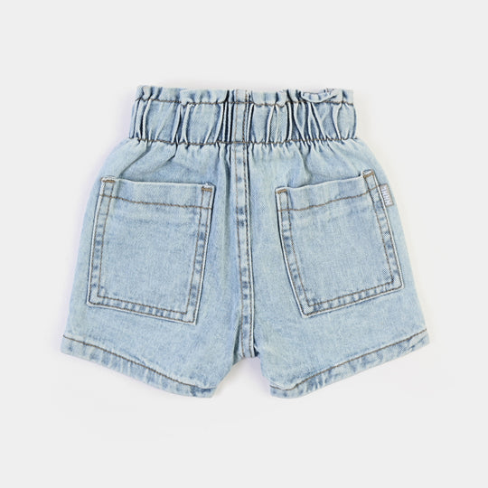 Infant Girls Denim rigid Short Paper Bag- Ice Blue