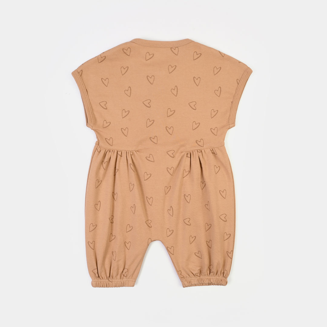 Infant Girls Cotton Interlock Knitted Romper LITTLE LOVE-BROWN