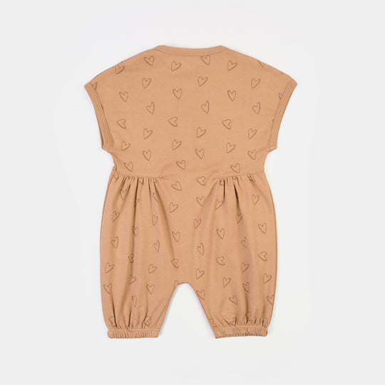 Infant Girls Cotton Interlock Knitted Romper LITTLE LOVE-BROWN