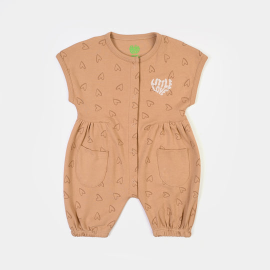 Infant Girls Cotton Interlock Knitted Romper LITTLE LOVE-BROWN