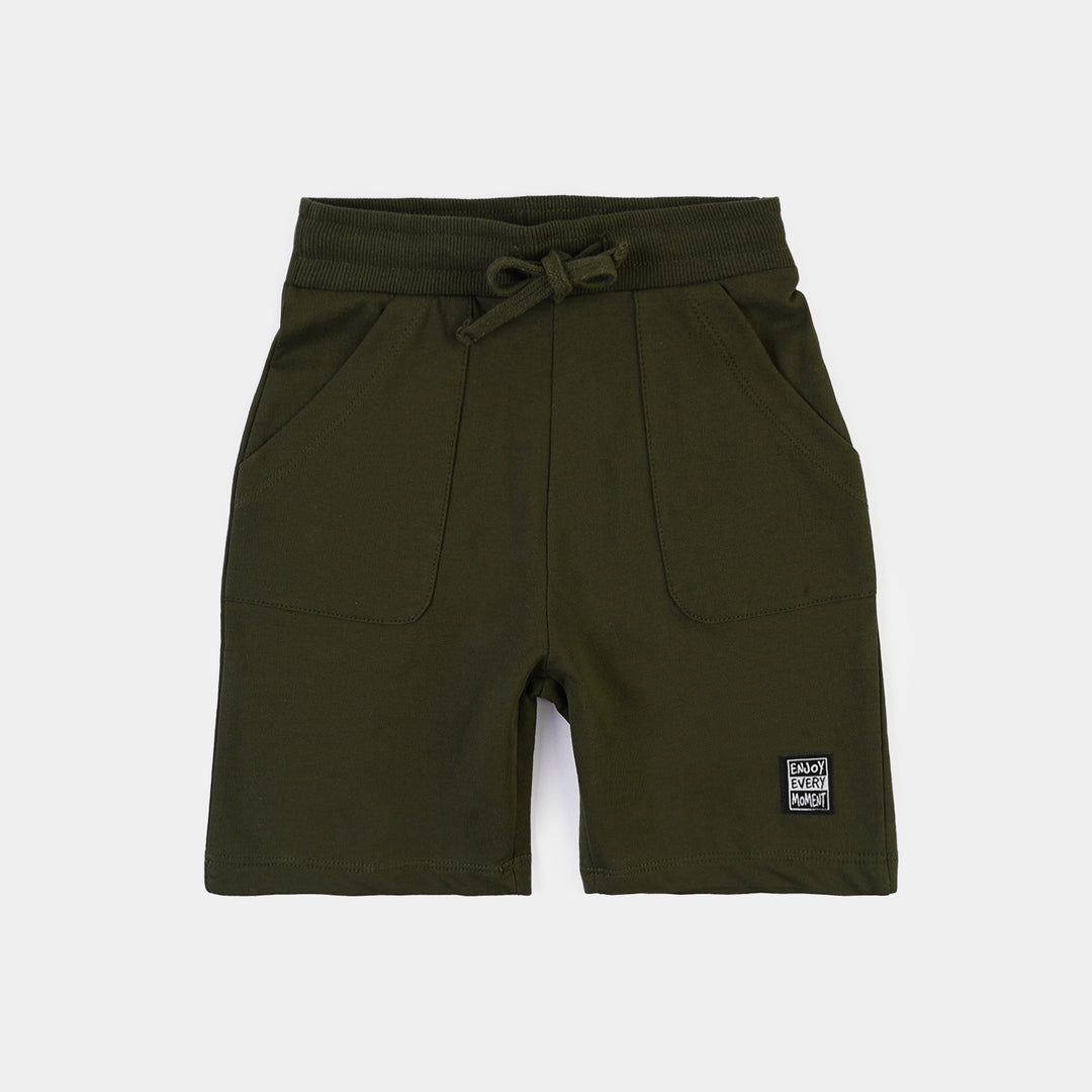 Boys Cotton Terry Short Enjoy Every Moment- Green