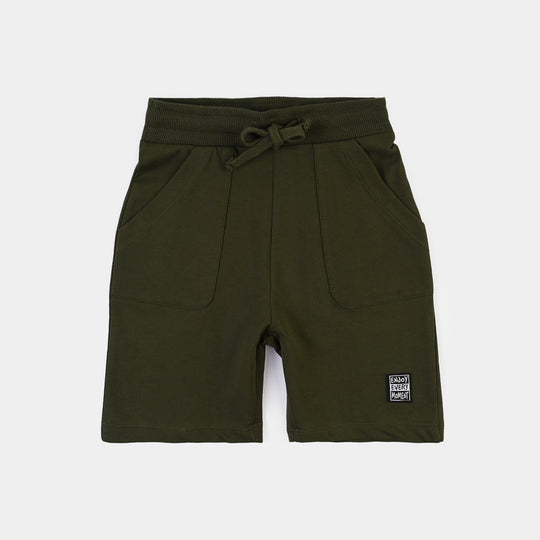 Boys Cotton Terry Short Enjoy Every Moment- Green