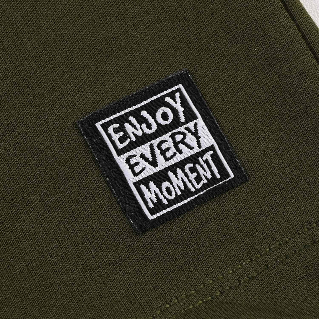 Boys Cotton Terry Short Enjoy Every Moment- Green