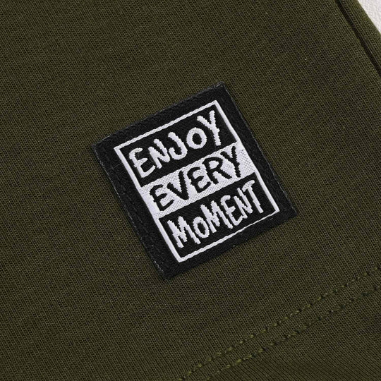 Boys Cotton Terry Short Enjoy Every Moment- Green