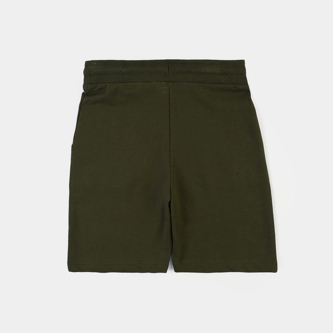 Boys Cotton Terry Short Enjoy Every Moment- Green